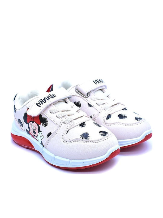 Παιδικά Sneakers Ανατομικά με Σκρατς & Φωτάκια Μπεζ