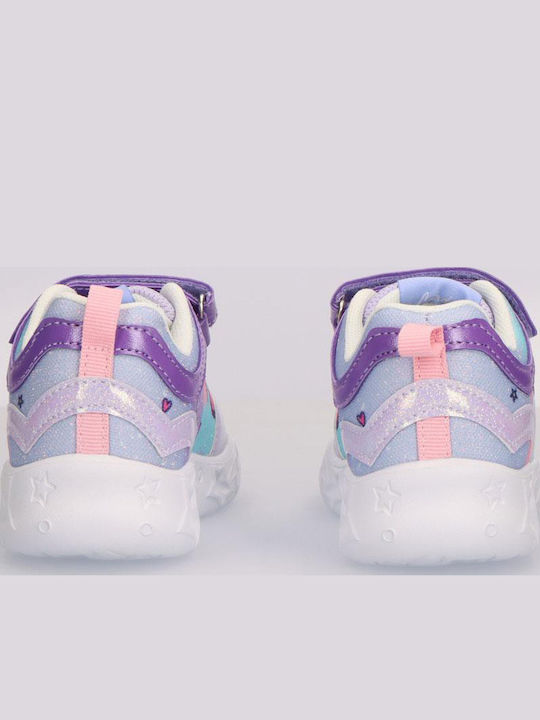 Stitch Παιδικά Sneakers με Σκρατς & Φωτάκια Λιλά