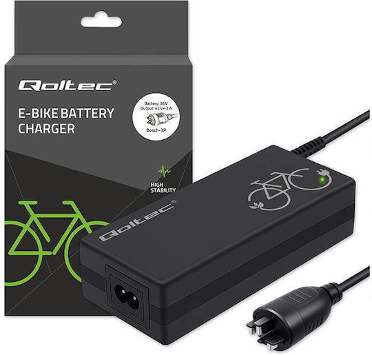 Qoltec Charger Qoltec Electric Bicycle 36v/42v 2a Bosch 3pin Connector