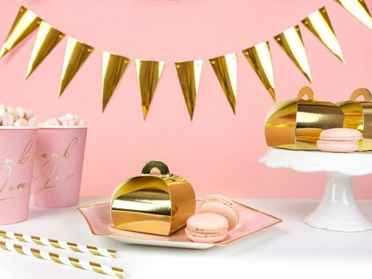 Bombonieră Cutie Metalică pentru Cadou Auriu 6x5.5x6cm 10 Bucăți