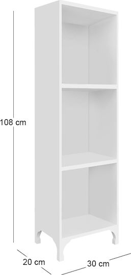 Bookcase Clare White 30x20x108cm