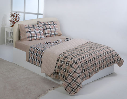 Silk Fashion Semi Double Bed Sheets Set 3 Pieces 180x260cm Brown