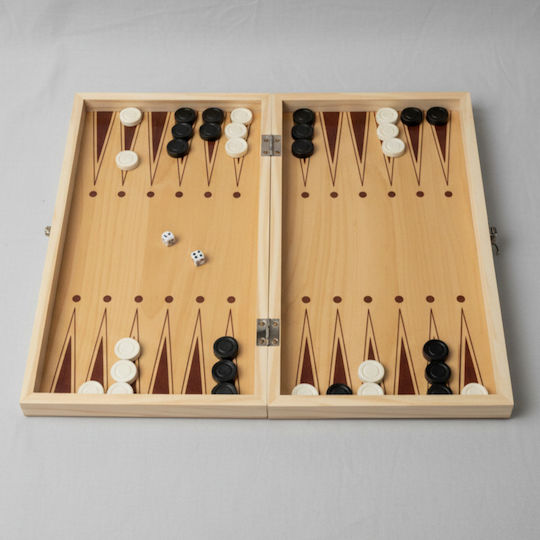 Set Piese Din Lemn și Zaruri pentru Backgammon Maro / Bej 7,62cm 30 Bucăți