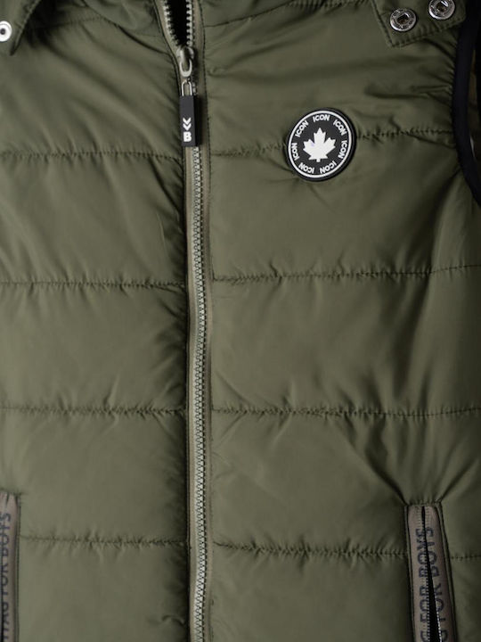 Kids Quilted Sleeveless Jacket with Lining & Hood Black