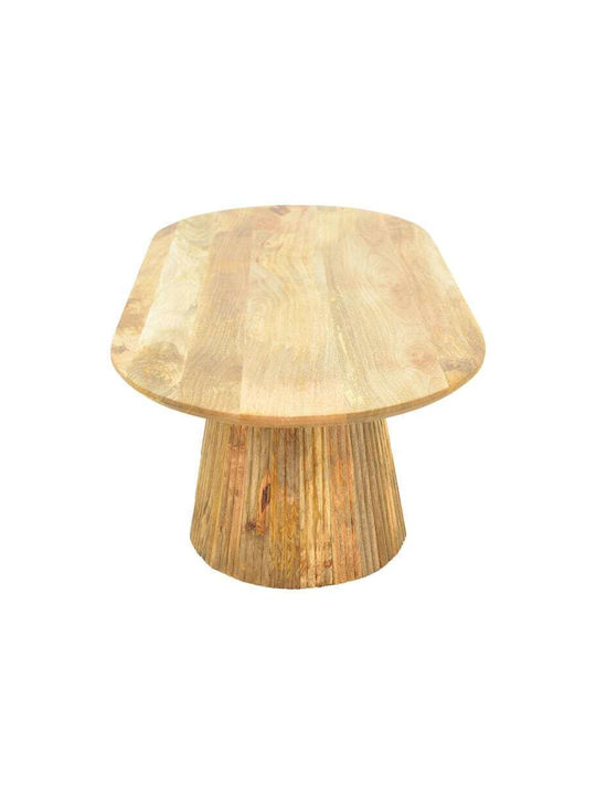 Oval Central Coffee Table Aithra Made of Solid Wood Natural Colour W120xD60xH42cm