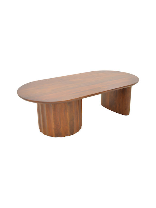 Oval Central Coffee Table Flute Made of Solid Walnut Wood W130xD65xH40cm
