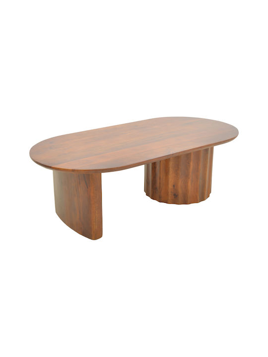 Oval Central Coffee Table Flute Made of Solid Walnut Wood W130xD65xH40cm