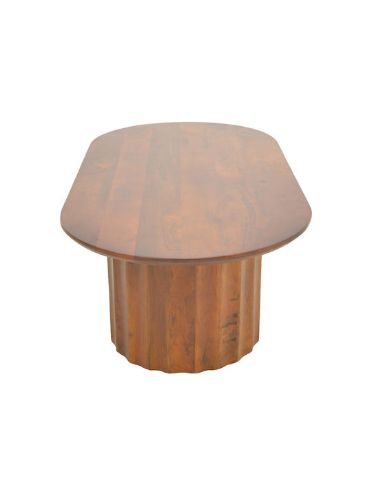 Oval Central Coffee Table Flute Made of Solid Walnut Wood W130xD65xH40cm