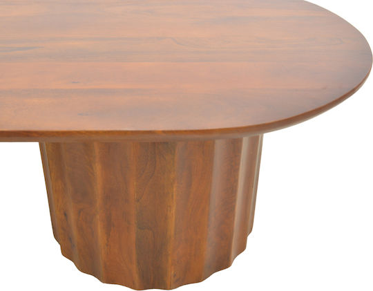 Oval Central Coffee Table Flute Made of Solid Walnut Wood W130xD65xH40cm