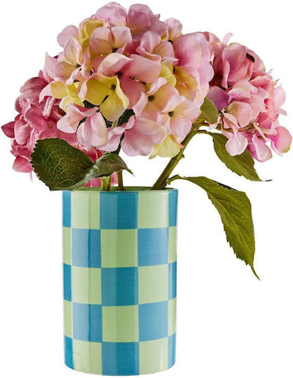 Butlers Ceramic Vase Checker Blue Y22cm
