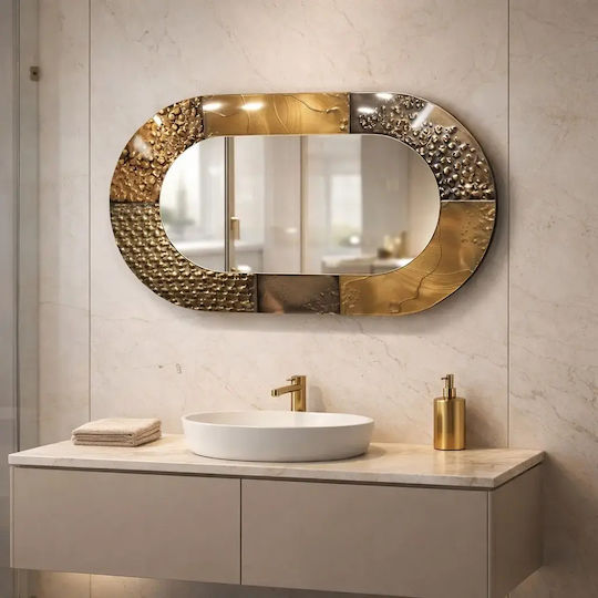 Oval Wandspiegel Mit Kupfer Glas Rahmen (55x99cm)