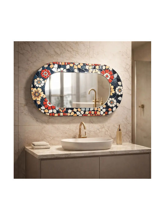 Oval Mehrfarbiger Wandspiegel Mit Glasrahmen (70x125cm)