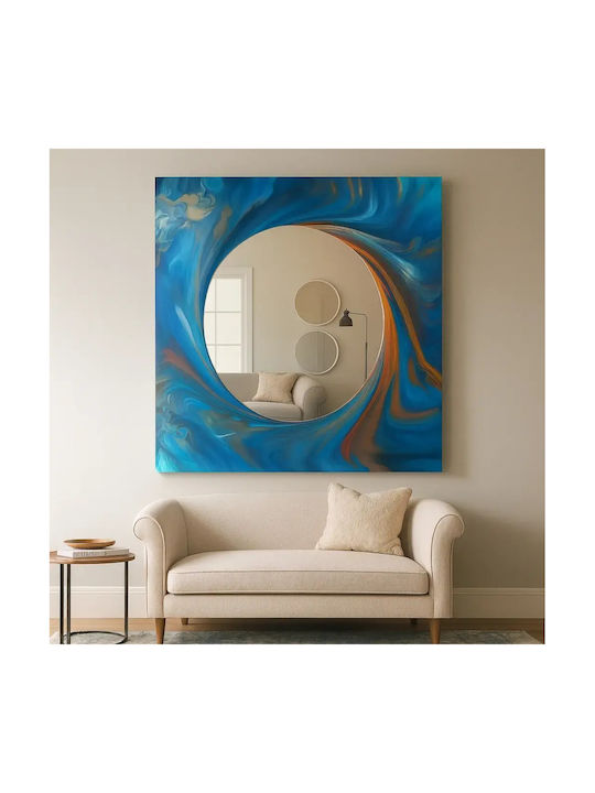 SteweHome Wandspiegel «Kreis Ozean» In Blauer Farbe (80x80cm)