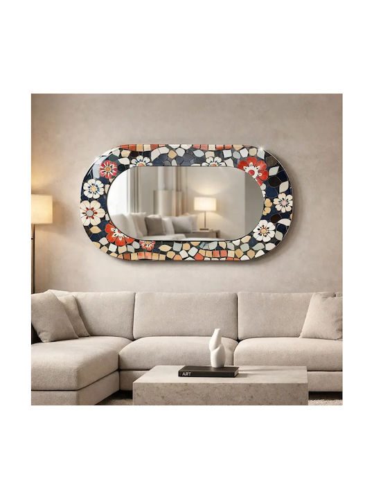 Oval Mehrfarbiger Wandspiegel Mit Buntem Mosaik Glas Rahmen (55x99cm)