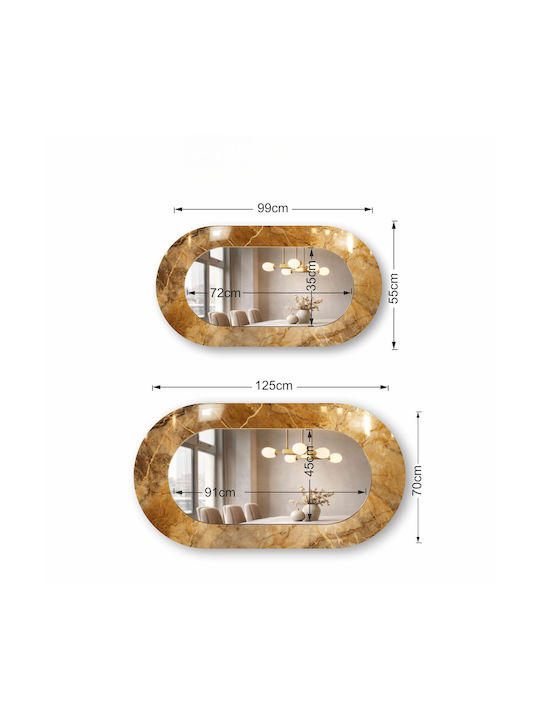 Oval Wandspiegel Mit Relief Glas Rahmen Braun Von 55x99cm