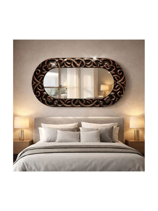 Oval Wandspiegel Mit Relief Glas Rahmen Braun Von 55x99cm