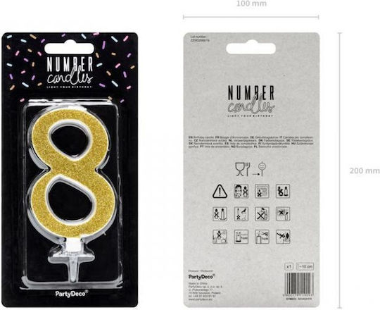 Gold Birthday Candle Number 8