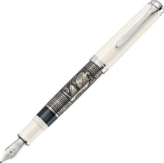 Pelikan Toledo Писалка с Писалка Широка Бяла от Inox с Бяло Мастило