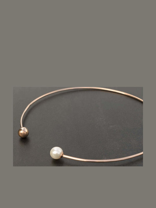 Choker Weißes Perlen Handgefertigt Rosa Vergoldetes Silber 925