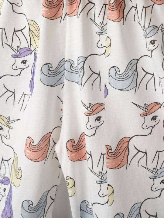 Εβίτα Παιδική Πιτζάμα Καλοκαιρινή Λευκή Unicorns