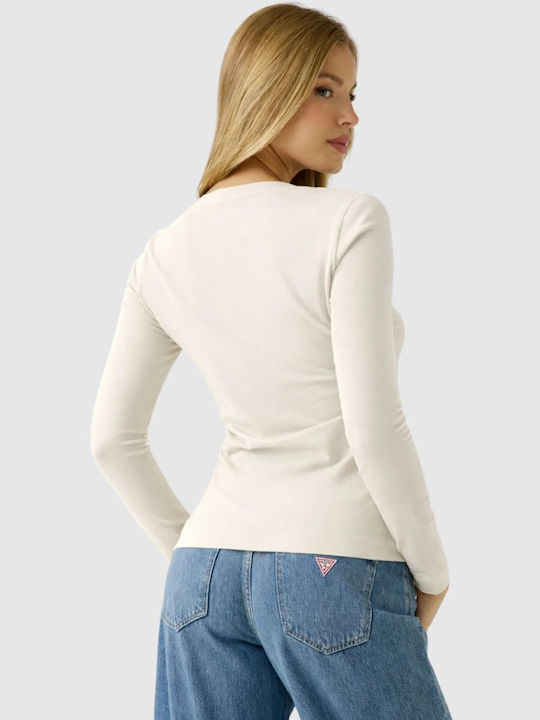 Guess Triangle Bluza Damă Mânecă Lungă Bej