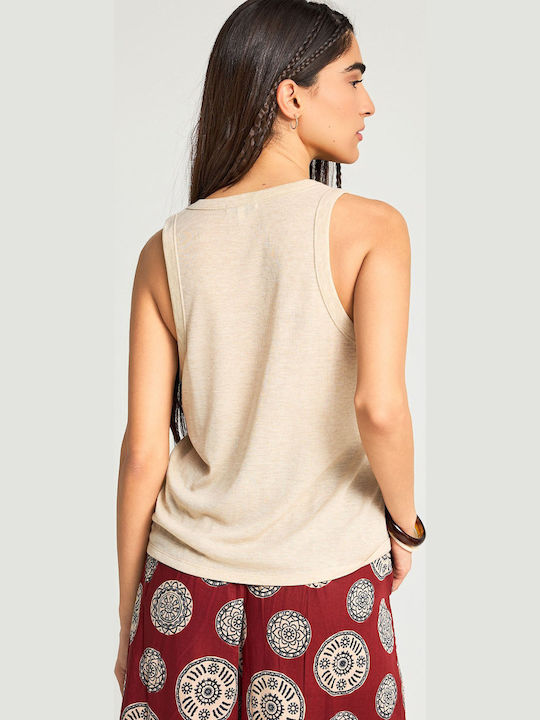 Women's Sleeveless Blouse Beige
