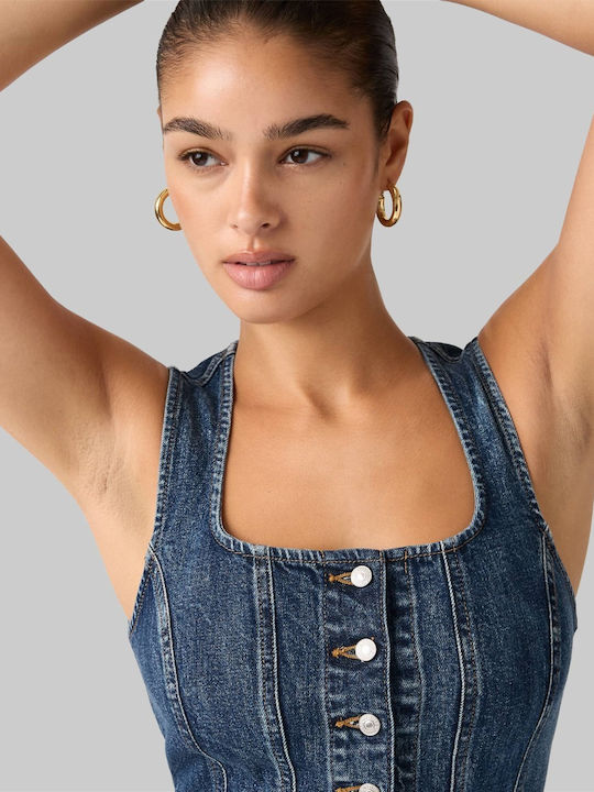 Women's Corset Sleeveless Blue Blouse