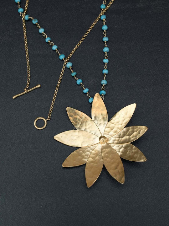 Hängendes Charm Blumen Margerite Handgefertigt Vergoldetes Silber 925 Kette 50cm