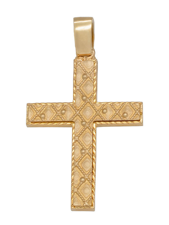 Savvas Design Χρυσός Σταυρός 14Κ Διπλής Όψης