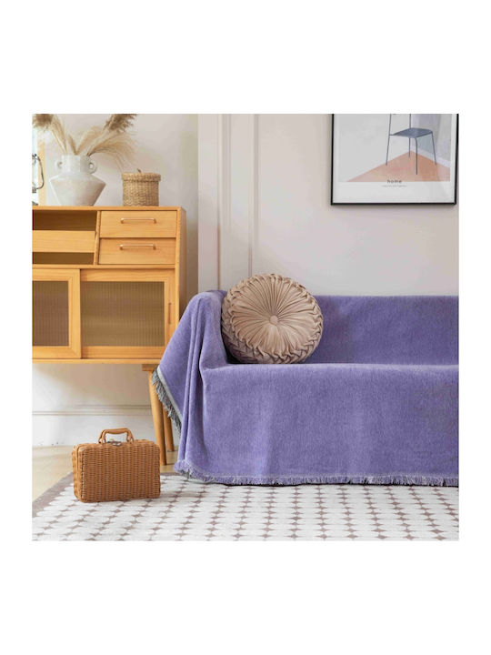 My Home Luxury Seada Zweisitzer-Sofa Überwurf Jacquard 180x240cm Lila