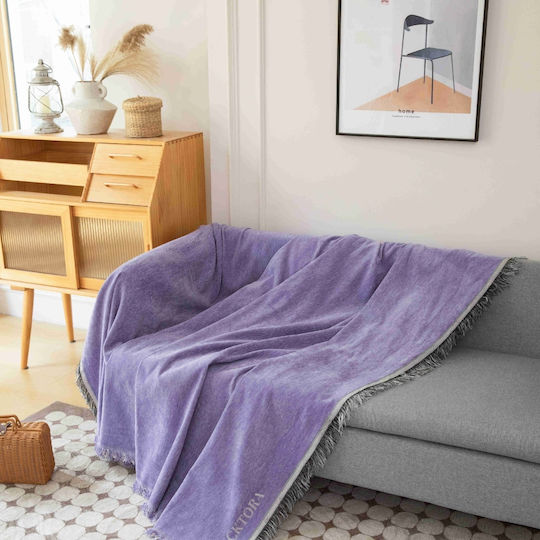 My Home Luxury Seada Sofa Throw 2 Seater Jacquard 180x240cm Purple
