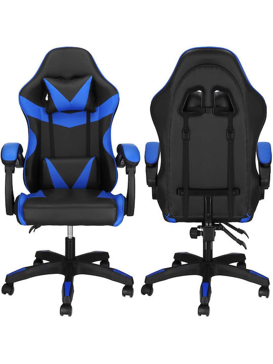 Καρέκλα Gaming Δερματίνης με Ρυθμιζόμενα Μπράτσα Black/Blue