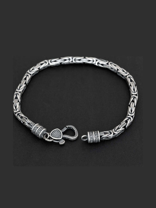 Men's Bracelet Byzantine Chain Handcrafted Silver 925 21cm
