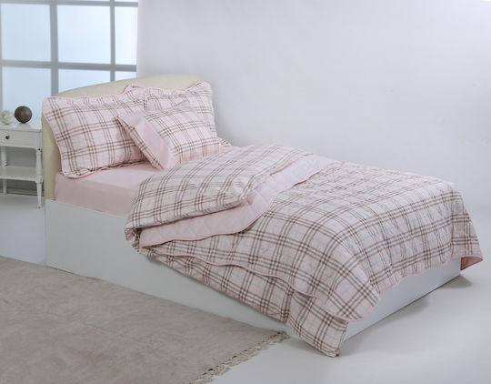 Silk Fashion Σετ Ημίδιπλη 180x250cm Ρόζ