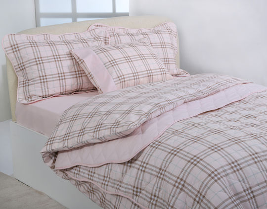 Silk Fashion Cotton Duvet Cover Set Semi Double with Pillowcase and 1 Bed Sheet 180x250cm Pink