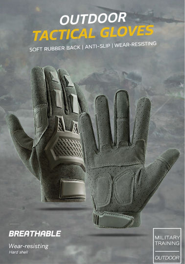 Mănuși Tactice Militare Bărbați Kaki – Protecție din Cauciuc Antiderapante Touchscreen Luptă Airsoft Moto Outdoor & Sport