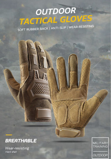 Mănuși Tactice Militare pentru Bărbați Maro – Protecție din Cauciuc Antiderapante Touchscreen Luptă Airsoft Moto Outdoor & Sport