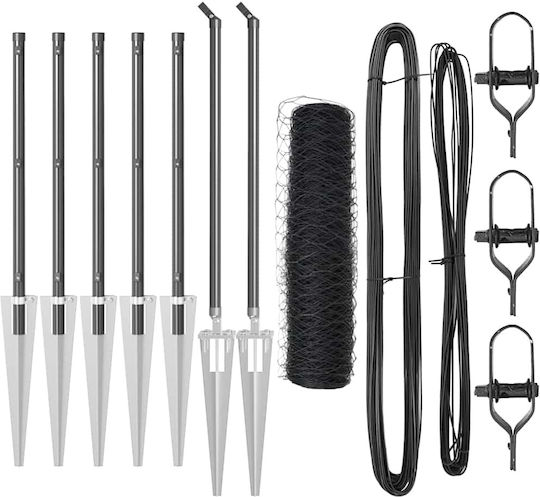vidaXL Drahtzaun Set Grau 0.8x10m