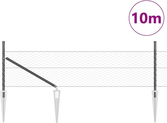 vidaXL Drahtzaun Set Grau 0.8x10m