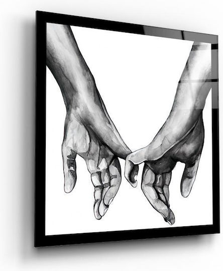 Dreifach Glas Gemälde Set Mit Wort Liebe Schwarz-Weiß (50x50cm)