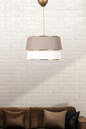 Ceiling Light Fixture Made of Rattan in Cream Shade 30x75cm