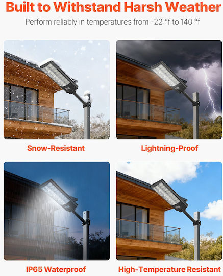 Vevor Set of 3 Solar Road Lights 8W 450lm with Motion Sensor Photocell and Remote Control IP65