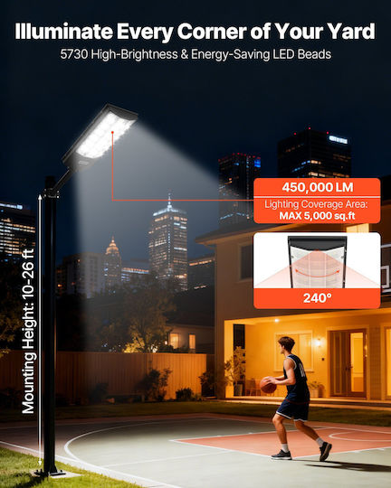 Vevor Set of 3 Solar Road Lights 8W 450lm with Motion Sensor Photocell and Remote Control IP65