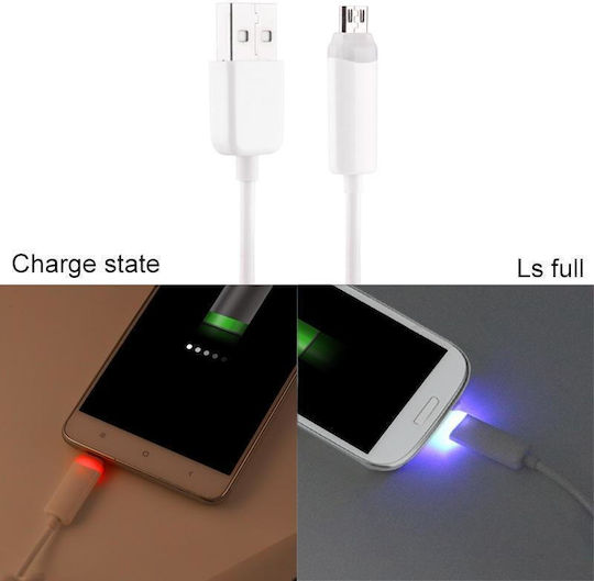 LED USB 2.0 to micro USB Cable Λευκό 1m (SAS0538W)