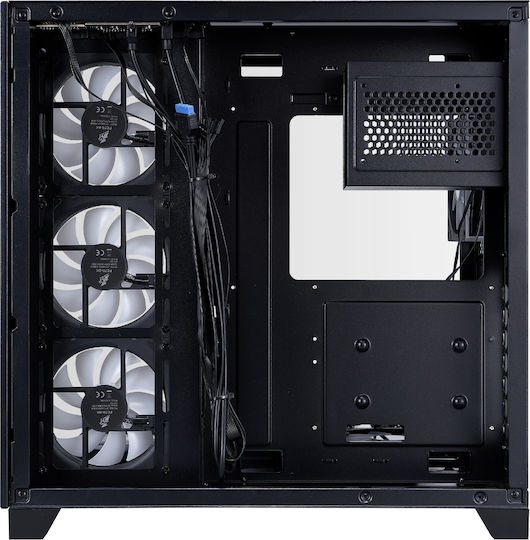1STPLAYER Megaview MV8 Gaming Midi Tower Κουτί Υπολογιστή με Πλαϊνό Παράθυρο και ARGB Φωτισμό Μαύρο