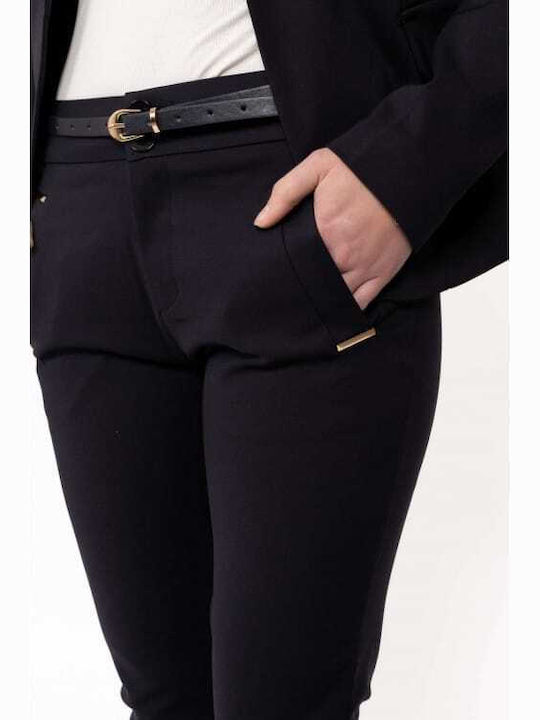 Women's Fabric Trousers in Straight Leg Black
