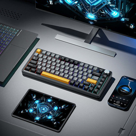 Machenike K600-B82W Wireless Gaming Mechanical Keyboard 75% with GR Silver Switches and RGB Lighting English US