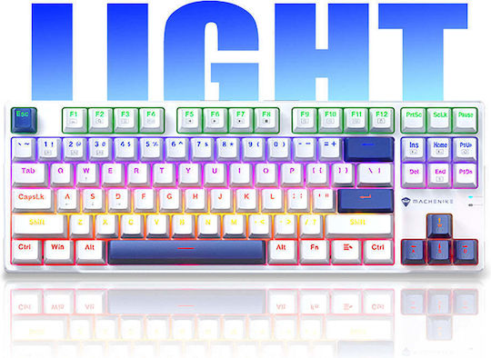 Machenike K500B-B87 Gaming Mechanical Keyboard Tenkeyless with Custom Red Switches and RGB Lighting English US White
