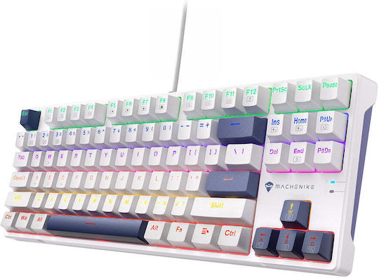 Machenike K500B-B87 Gaming Mechanical Keyboard Tenkeyless with Custom Red Switches and RGB Lighting English US White