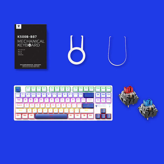 Machenike K500B-B87 Gaming Mechanical Keyboard Tenkeyless with Custom Red Switches and RGB Lighting English US White